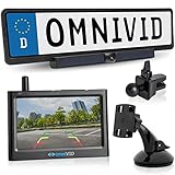 omniVID® Solar4 Premium Solar Rückfahrkamera-System, Kabellos mit 4,3 Zoll Monitor u. solarbetriebender Kamera zum Nachrüsten, Montage ohne Bohren, IP67 wasserdicht, Funk Einparkhilfe hinten o. vorne