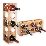 Gräfenstayn® Weinregal Cube - stapelbar aus Bambus-Holz für 5 Wein-Flaschen zum Stellen, Legen, Wand-Montage, erweiterbar, Größe 13,5x12x53 cm (LxBxH) Weinflaschenhalter Weinkiste Flaschenregal