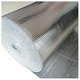 Isolierfolie Selbstklebende Doppelte Aluminium-Blasenfolie Heizkörper Isolierfolie 4-5mm Dampfsperre Thermische Luftpolsterfolie für Wände, Böden Und Dächer(Size:1x25m(3x82ft))