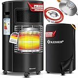 KESSER® Gasheizer Keramik 4200 Watt Gas Heizstrahler inkl. Gasdruckregler Gasschlauch - Gasheizofen inkl. Schutzhülle Gasheizgerät, Infrarot Keramikbrenner, Butan- oder Propangasflaschen Schwarz