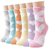 Niofind Kuschelsocken Damen, Winter Warme Flauschige Socken Dicke Weiche Thermo Haussocken Bettsocken wie Weihnachtsgeschenke für Frauen 5 Paar, 36-42, Liebe