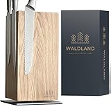 WALDLAND Premium Messerblock ohne Messer – Messerblock magnetisch und 360° drehbar aus edlem & robustem Eichenholz I Messerhalter magnetisch für Messer I Holzblock I Knife Holder Block (360°, Eiche)