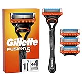 Gillette Fusion 5 Nassrasierer Herren, Rasierer + 4 Rasierklingen mit 5-fach Klinge, Geschenk für Männer