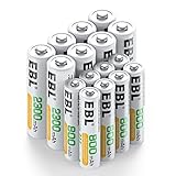 EBL AA und AAA Akku Set - 16 Stück, wiederaufladbare Batterien AA und AAA
