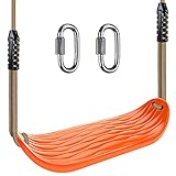 BeneLabel Schaukelsitz, Hartplastik Garten Spielplatz Schaukel Kinderschaukel Brettschaukel Schaukelbret 1.3-2M Seil & Lockset Karabiner für Kleinkind/Kind, Wasserrippel Hüft Form, 250lbs, Orange