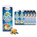 Pfanner Eistee Pfirsich Zero - 8 x 750 ml Vorratspack - direkt aufgebrühter Schwarztee mit Pfirsichsaft – Ice Tea Karton ohne Zucker