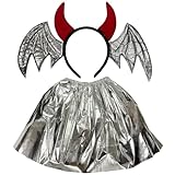 Qsvbeeqj Lustiges Teufels-Stirnbandkleid-Set, Halloween-Party, Cosplay, Kostüm, Kopfbedeckung, Halloween-Kostüm, Haarband, Haarschmuck, Teufelshörner