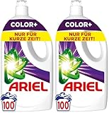 Ariel Flüssigwaschmittel, 100 Waschladungen Color+ Waschmittel, Kraftvolle Fleckenentfernung in nur 1 Waschgang, selbst bei Kaltwaschzyklen (Packung mit 2)