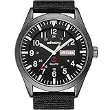 Infantry Herrenuhr Armbanduhr Militär Uhr Armbanduhren für Herren Outdoor Schwarz Tactical Field Watch Wasserdicht Datum und Wochentag Leuchtende Fliegeruhren Nylonband