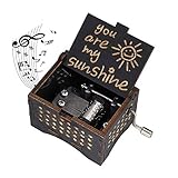 Hölzerne Spieluhr You Are My Sunshine Handkurbel Spieluhren Antike Geschnitzte Musik Box Holz für Geburtstags Valentinstag Weihnachten Geschenk Schwarz