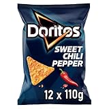 Doritos Sweet Chili Pepper - Tortilla Nachos mit süßem Chili-Geschmack - Herzhafter Snack zum Knabbern aus Mais (12 x 110g) (Verpackungsdesign kann abweichen)