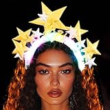 Zoestar Leuchtendes Sternenkronen-Stirnband, LED-Sterne, Kopfschmuck, funkelnder Braut-Haarreif, blinkend, leuchtendes Festival-Kostüm, Haarschmuck für Frauen