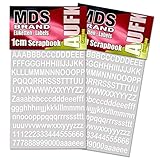 MDSBrand 1cm Buchstaben zum beschriften | 2x/Pack Groß | und Kleinbuchstaben, Wetterfest Klebebuchstaben einfach zum basteln - gestalten u. Verzierung von Einladungskarten und Briefkasten 1cm (Weiss)