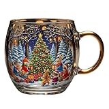 Weihnachtliche Glastasse, Teetasse, Glas-Kaffeetassen, 300 ml, saisonale festliche Getränkebehälter, Trinkgeschirr für Latte Wasser, Wein, heiße Kakao, Getränke, Milch