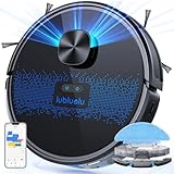 Lubluelu Saugroboter mit Wischfunktion, Staubsauger Roboter 4500Pa Lasernavigation mit 5 Karten, 55 dB Roboterstaubsauger mit APP Steuerung, Ideal für Tierhaare, Teppiche, Hartböden, Schwarz