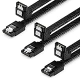 deleyCON 3x 30 cm SATA 3 Kabel Nylon Set 6 Gbit/s Datenkabel SATA III Anschlusskabel Serial ATA Verbindungskabel für Mainboard & Festplatte HDD SSD 1 S-ATA L-Stecker 90° Gewinkelt Schwarz