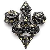 DND Würfel, Metall Spielwürfel Dungeons and Dragons Würfel Set HNCCESG Hohle 3D Cthulhu D&D Würfel Polyedrische Würfelset für Pathfinder MTG RPG DND Dice Set W20 W12 W10 W8 W6 W4 (Cthulhu Schwarz)