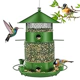 Vogelfutterhaus, Mooklin Ø 27cm Faltbarer Futterhaus für Vögel, Vogelfutterspender Vogelfutterstation - aus rostfreiem Edelstahl, Vogelbeobachter Gartendekoration, Geignet für Balkon, Garten - Grün