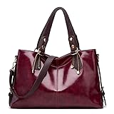 Coolives Damen Schultertasche Handtasche Henkeltasche Große Damenhandtasche aus PU-Leder Tasche Hobo Damentasche Shopper Umhängetasche Taschen für Frauen Mutter Violett rot