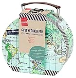 moses. Fernweh Geschenkkoffer Reiseerinnerungen, Deko-Koffer mit Grußkarte zum Verschenken, Geschenkbox für Hochzeiten, Geldgeschenke, Reisegutscheine, Weltkarten Retro-design