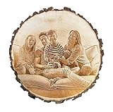 Personalisierte Baumscheibe mit Gravur, versch Größen, Fotogravur, personalisierte Geschenke, Jubiläum, Jahrestag, Fotogeschenke, Geburtstagsgeschenk, Unikat aus massivem Erlenholz, inkl. Befestigung