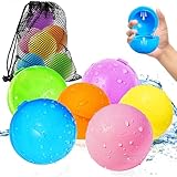 Smasiagon 6 Stück Wiederverwendbare Wasserbomben Selbstschließend, Schnell befüllbare Silikon Spritzbälle für Kinder Erwachsene, Outdoor Sommerspaß Wasserspielzeug für Party, Wasserpark, Familienspiel
