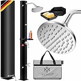 KESSER® Solardusche 60 Liter Solar Gartendusche inkl. Metall-Duschablage, Schutzhaube & Tasche | warmes Wasser max. 60°C | ohne Stromanschluss | Pooldusche Camping| Regenduschkopf Wasserhahn | Schwarz