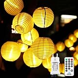 LED Lampions Lichterkette Außen Strom, 10m 50Led Erweiterbar 8 modi Lichterkette Lampion mit Fernbedienung Memoryfunktion Timer Stecker Laterne für Weihnachten Terrasse Balkon Garten Deko Warmweiß