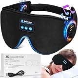 Schlafkopfhörer Bluetooth 3D Schlafmaske Musik Kabellos Waschbar Reise Musik Spielen Lautsprecher Mikrofon Freisprecheinrichtung für Schlafen, Nickerchen, Yoga, Büro, Reisen, Unise