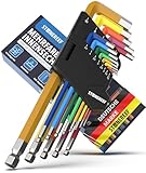Innensechskantschlüssel Set 13tlg. [inkl. Kugelkopf] - 1,27-10mm Sechskant Multicolour Satz, Sechskantschlüssel Set für Handwerker, Winkelschlüsselsatz