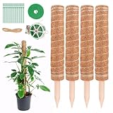 4 Stück 40CM Moosstab Monstera, Pflanzstab Kokos Monstera, Monstera kokosstab, Monstera Rankhilfe für Pflanzen, Pflanzenstütze, Rankhilfe Pflanzstab, für Kletterpflanzen Natürlicher Kokosstab