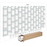 XXL Wandkalender Jahresplaner 2024 (100 x 70 cm) in Poster Größe. 14 MONATE - Querformat - Wandplaner, Jahreskalender, Plakatkalender. Poster (Gerollt)