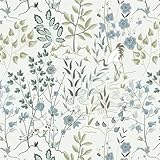 Timeet Selbstklebende Tapete Cream Weiß Botanischer Klebefolie Muster Cream Weiss Matt 41x300cm Möbelfolie Selbstklebend Tapeten wasserdichte Vinyl Folie für Möbel Wand Schrank Schlafzimmer