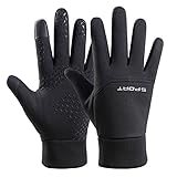 Mayoii Thermohandschuhe, Laufhandschuhe, warm, Innenhandschuhe, Outdoor, winddicht, Touchscreen-Handschuhe für Herren und Damen, Sport, Wandern, Reiten, Fahren, Radfahren (Grau, L)