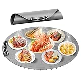 Heizmatte, faltbar, aus Silikon, 60 x 60 cm – Heizmatte für elektrischen Server, 8 Temperaturstufen 50 – 120 °C – 8 Stunden Warmhaltefunktion – ideal für Mahlzeiten mit der Familie und Buffet (grau)