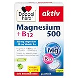 Doppelherz Magnesium 500 + B12 - Hochdosiert mit 500 mg Magnesium pro Brausetablette - 6 x 15 vegane Brausetabletten mit Limetten-Geschmack