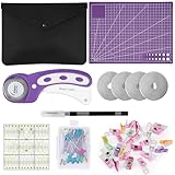 Rollschneider-Set, Näh- und Quiltzubehör, 45 mm Stoffschneider, 5 Rollschneider-Klingen, A4-Schneidematte zum Nähen, ideales Quilt-Set für Liebhaber und Anfänger (lila)