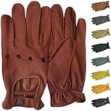 German Wear, Herren Driving Autofahrer-Handschuhe Lederhandschuhe, Größe:9=L, Farbe:Rotbraun