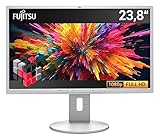 Fujitsu B24-8 T 24 Zoll Business Computer Monitor, Desktop Gaming Monitor, FHD 1080p, (DisplayPort, VGA, DVI, Neigbar, VESA), PC Bildschirm (Generalüberholt), Weiß / Hellgrau