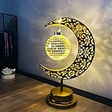 acfeco Tischlampe Mond, Tischleuchte Metall, Kabellose Nachtlicht LED, USB, Dekolampe Lampe Deko für Schlafzimmer Wohnzimmer Büro Lesen, Feste Geschenk