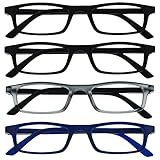 The Reading Glasses CompanyDie Lesebrille Unternehmen Schwarz Matt Grau Marineblau Leser Wert 4er-Pack Herren Damen Federscharniere RRRR17-1173 +1,50
