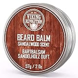 Viking Revolution Bart Balsam mit Sandelholzduft & Argan- & Jojobaöl - Bartwachs - Stylt, Stärkt & Macht Bärte & Schnurrbärte Weich - Vatertagsgeschenk Für Papa - Sandelholz - 57g