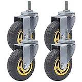 Robuste 7,6 cm Lenkrollen aus Gummi mit Bremse – stumm Trolley/Einkaufswagen/Möbel/Industrierollen – 4 Stück (leichtgängiges Rollen)