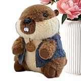 Murmeltier-Plüschtier mit Kleidung – süßes, hässliches, realistisches Stofftier | Weiche Kuschelpuppe für Kinder | Geburtstagsgeschenk für und Mädchen, Heimdekoration, Schule, Café, Bücherregal