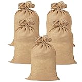 XINGGANG Jutesäcke 105 x 60 cm - 5er Set, Jutesack Universal, 50 kg Traglast - Ökologische Kartoffelsäcke aus 100% Jute - Strapazierfähig, Sackhüpfen, Kartoffelsack, Frostschutz, Nikolaussack