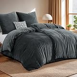 Tifschlaf Winter Flanell Bettwäsche 135 x 200 4teilig - Warme Flauschig Winterbettwäsche Samt Plüsch Cashmere Touch Bettbezug 2er Set und 2 Kissenbezüge 80x80 mit Reißverschluss, Grau