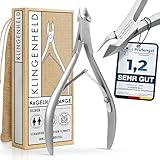 KLINGENHELD® Präzise Nagelhautzange - Sehr leichtgängig & extra scharf - inkl. Reisebeutel aus Baumwolle 100% plastikfrei & nachhaltig - Nagelhautschere, Nagelhautschneider