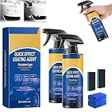 2 Stück Quick Effect Coating Agent for Car, 3-in-1 Hochschutz Nano Keramik Auto-Beschichtungsspray, Autopolitur & Kratzer Entferner, Wasserabweisend & Lackschutz Spray, 120ml (C)