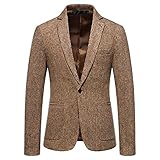 Jdamsixygs Single Braestant für Herren Anzug am Bankett Revers Business Bräutigam Top mit Taschen Wattierte Herren (Khaki, XXL)