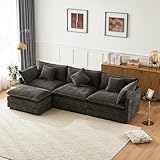 YAIXBNG Modernes Design, Polstermöbel, Chenille-Stoff, Dreisitzer-Sofa, Polstersofa, Ecksofa mit Fußstütze, L-förmiges Ecksofa, geeignet für Wohn- und Schlafzimme. Video verfügbar